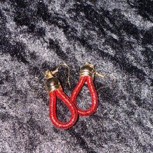 Red and Gold Beaded Earrings